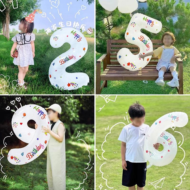 32-inch Digital Balloon Decor for Children's Birthday Party - Happy Birthday Photo Props