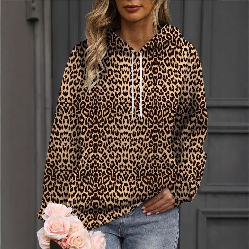 Herbst und Winter Damen 3D Leo-Print Kapuzenpullover Bequem, Modisch und Atmungsaktiv Trend Kapuzenpullover & Sweatshirts (Damen)