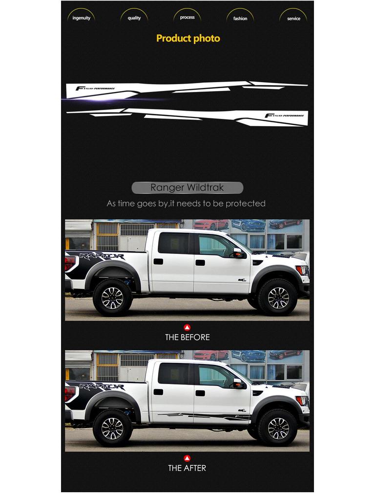 Ford F-150 Raptor Body Side Skirt Decals & Car Modification Stickers
