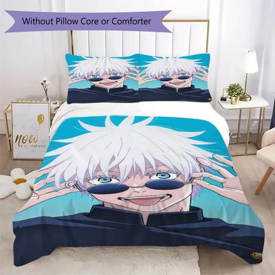 Set Copripiumino con Fantasia Jujutsu Kaisen Copripiumino Federa Decorazione per la Casa Regalo di Compleanno (1 * copripiumino + 2 * federe senza imbottitura)