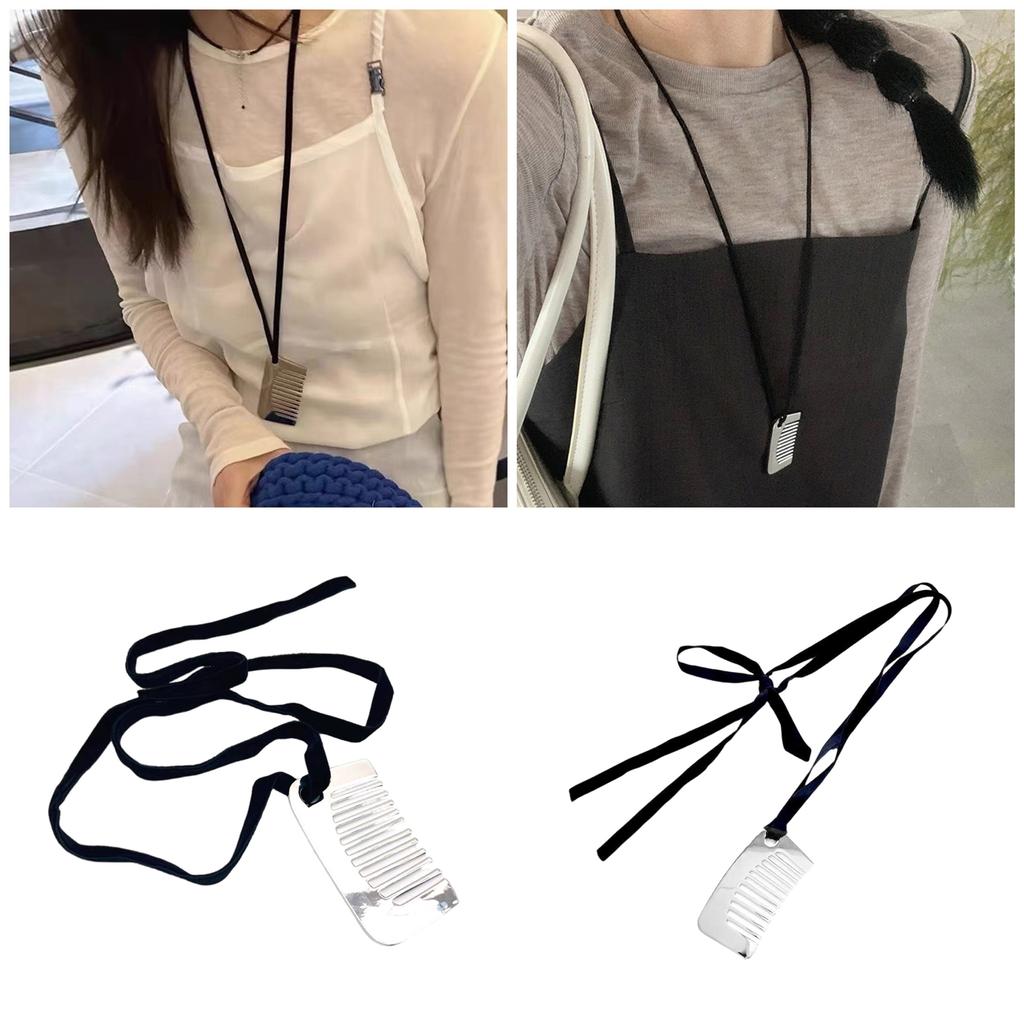 Fashionable Comb Pendant Necklace for Styling Fringe Portable Sturdy Steel Jewelry Accessory for Women Ladies Daily Use