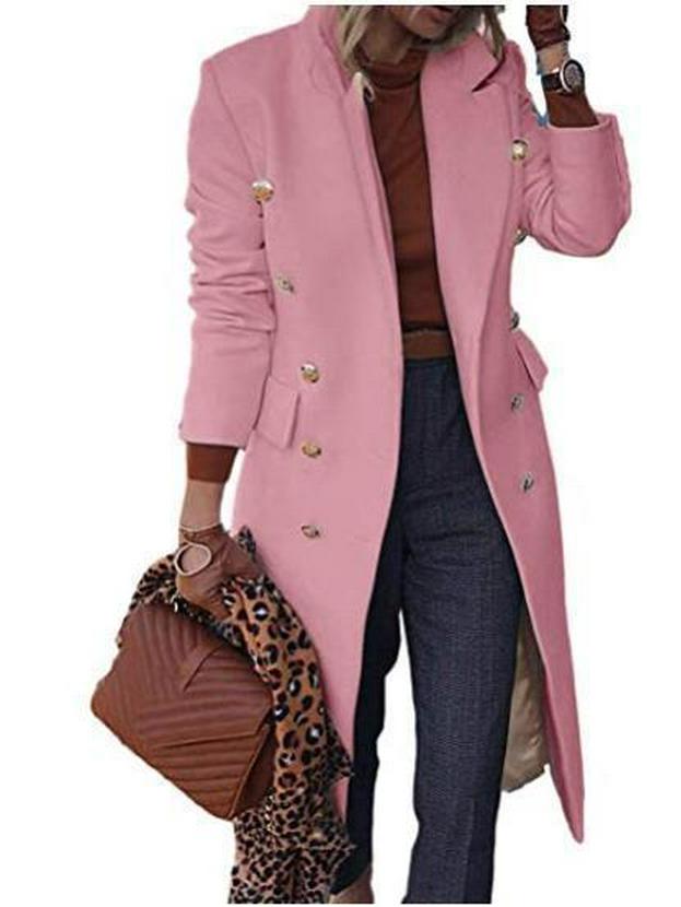 European Size Women's Long Wool Coat - Multi-button Autumn/Winter Overcoat