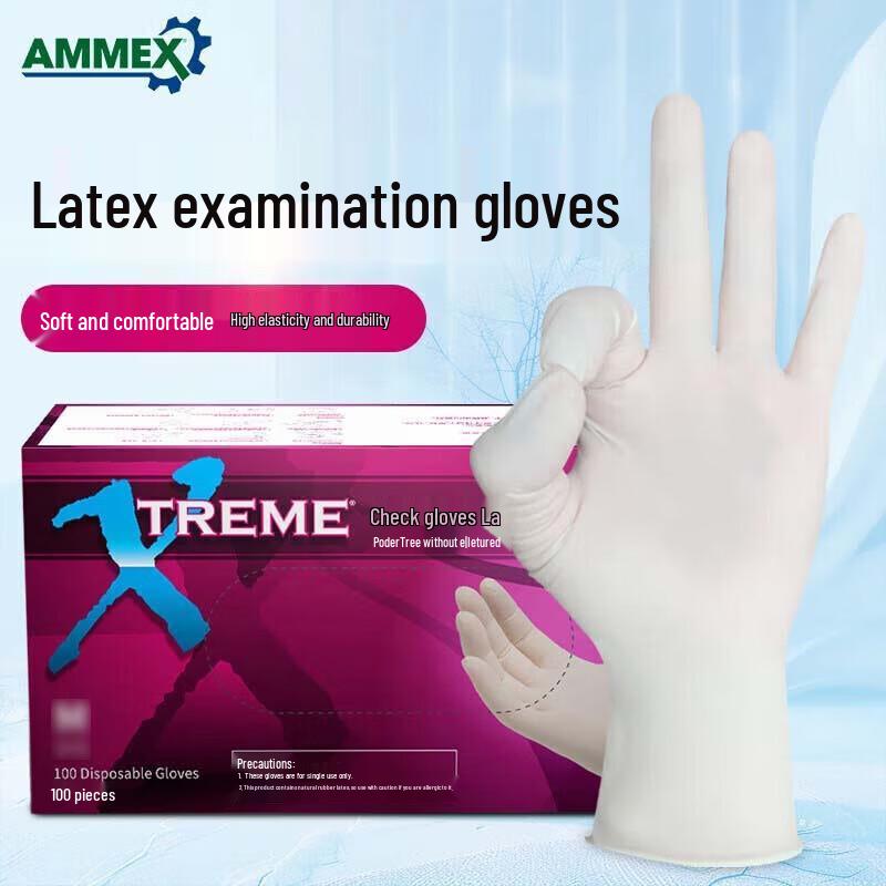 AMMEX Disposable Textured Latex Examination Gloves