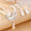 Pearl Necklace Earrings Set For Girls All  Novel Alloy Gold And Silver Two-Piece Set