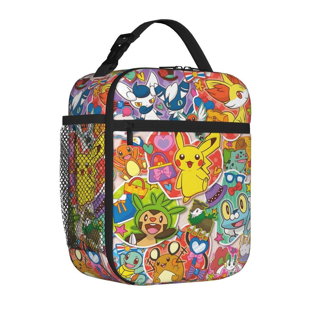 Cartoon Pokemon Theme Insulated Lunch Bag Meal Pack Rice Bag Bolsa Student Bento Lunch Handbag Insulation