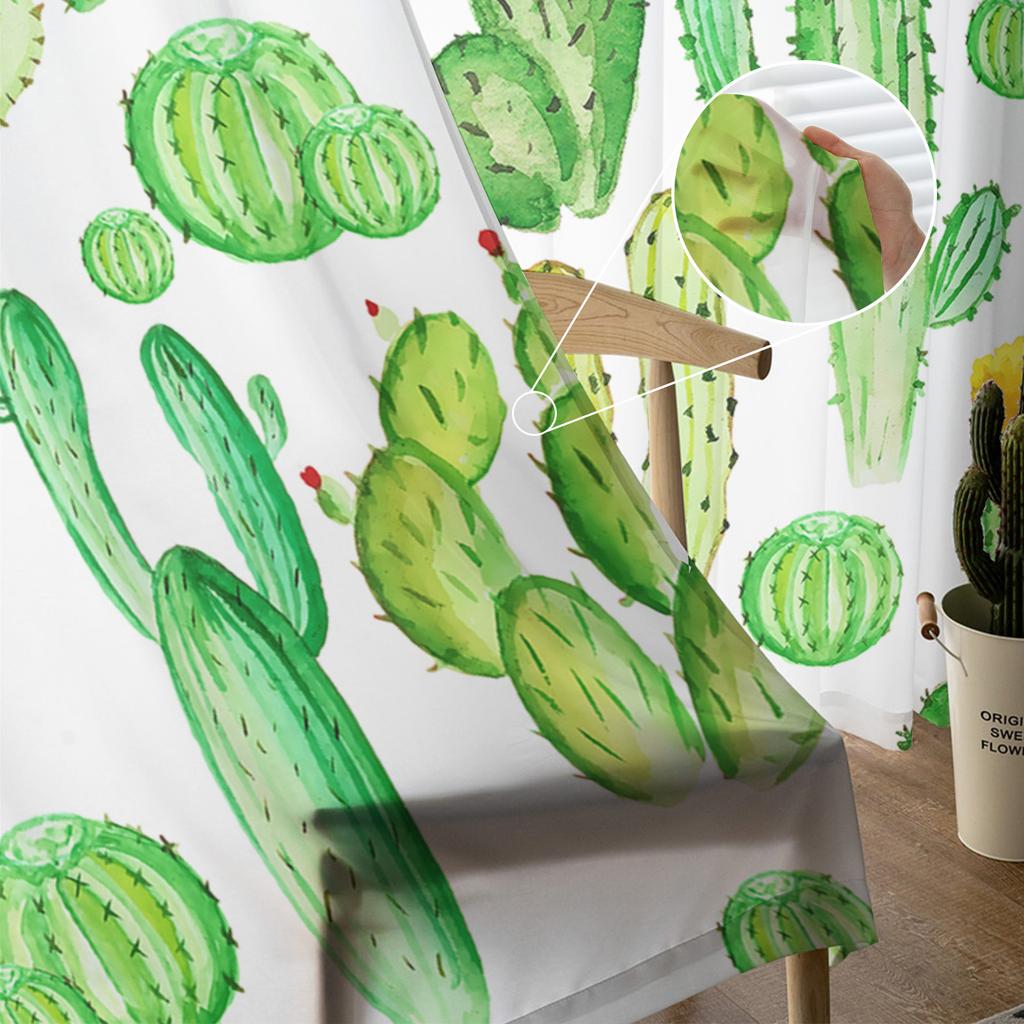 Succulent Cactus Modern Curtains For Living Room Transparent Tulle Curtains Window Sheer For The Bedroom Accessories Decor