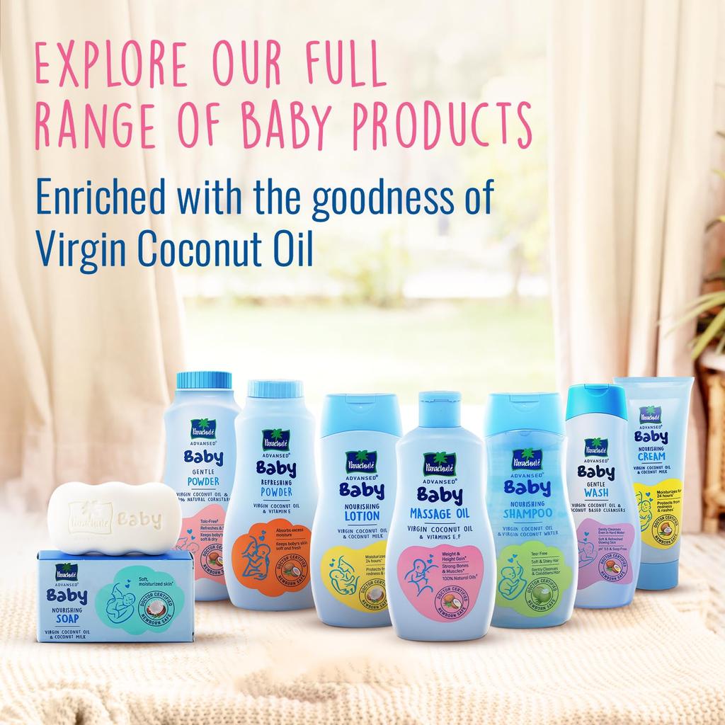 PARACHUTE Huile de Massage pour Bébé 200ml | Huile de Coco Vierge avec Vitamine E & F | Nourriture Profonde | Cliniquement Prouvé pour une Croissance Forte & l'Hydratation