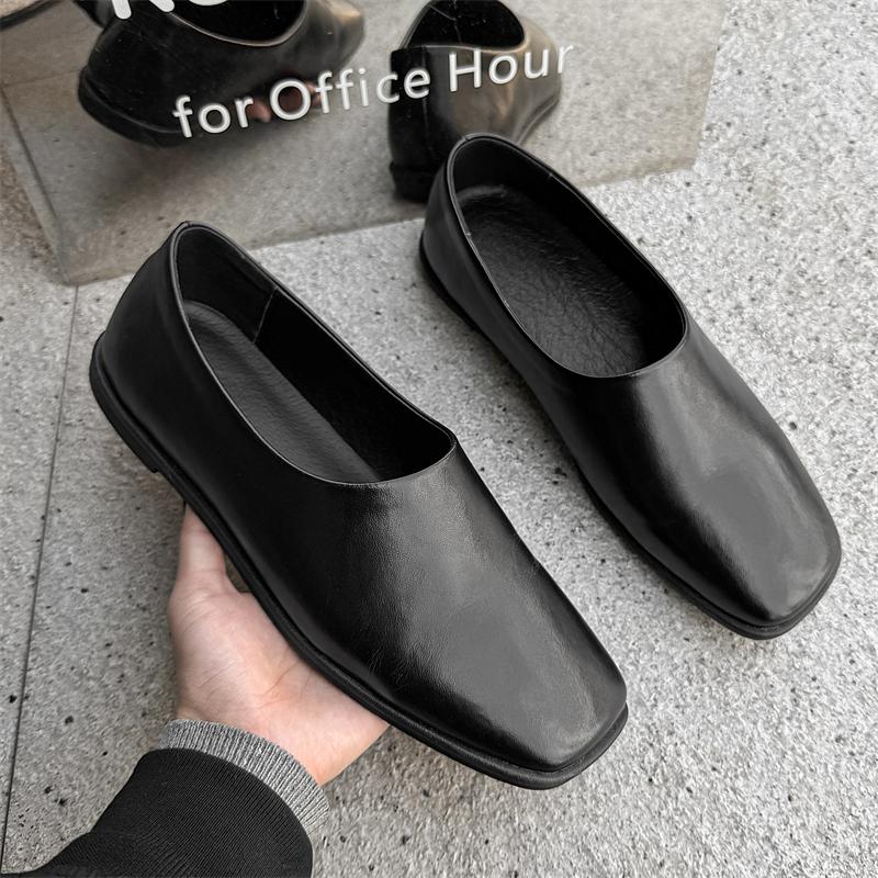 2025New Outdoor Soft Bottom Genuine Leather Office Shoes Comfy Handmad Single Shoes Men's Flat Designer Minimalist Shoes