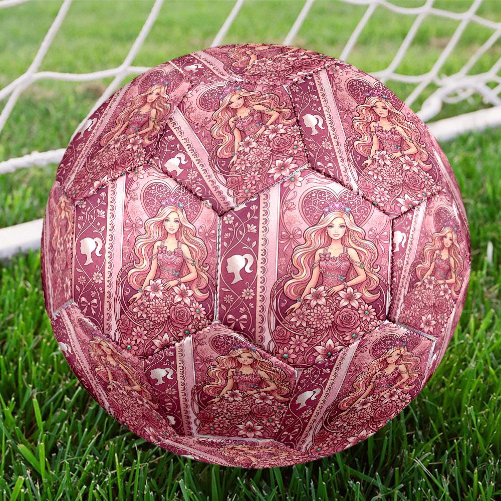 Barbie Print Size 5 Soccer Ball, Standard Match Football for Sports Game and Team Practice, Ideal Gift for Soccer Fans