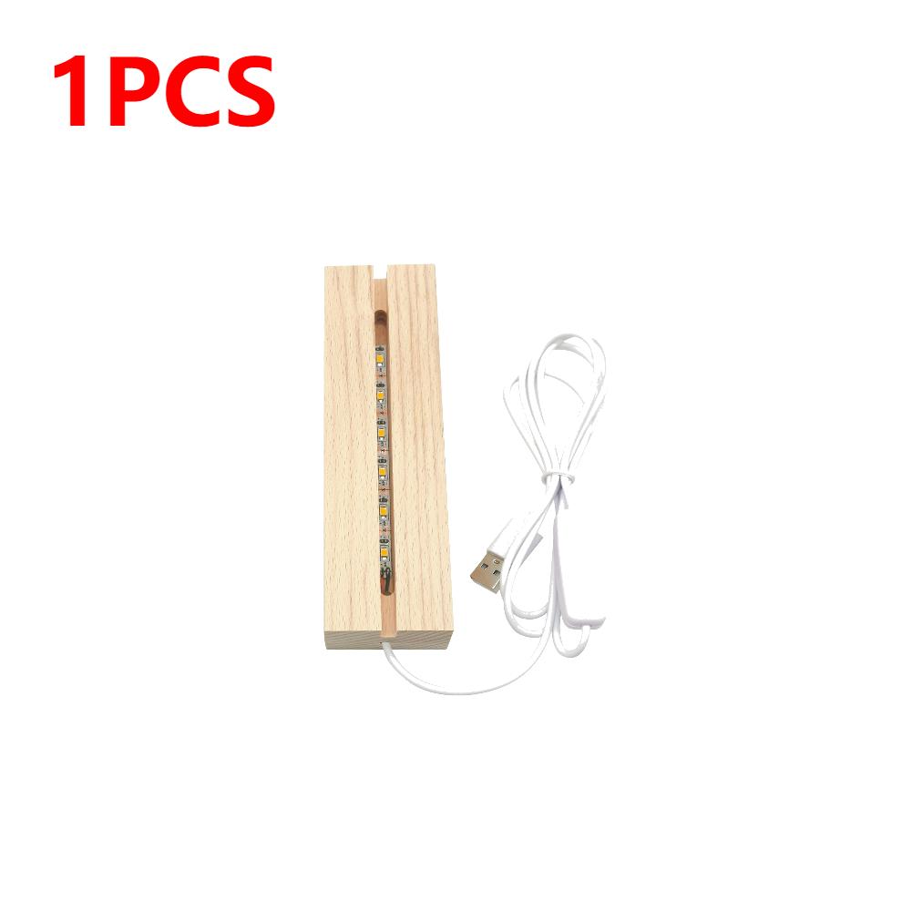 1-5pcs LED Wood Light Display Crystal Wooden Lighted Base Stand Acrylic Light Plate Base USB Wooden Base for Resin Art Lights