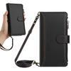 Leather Wallet Flip Case For Doogee N55 Plus N60 Pro Note 58 59 56 56x with Card Slots, Zipper Pocket, Crossbody Strap and Wristlet