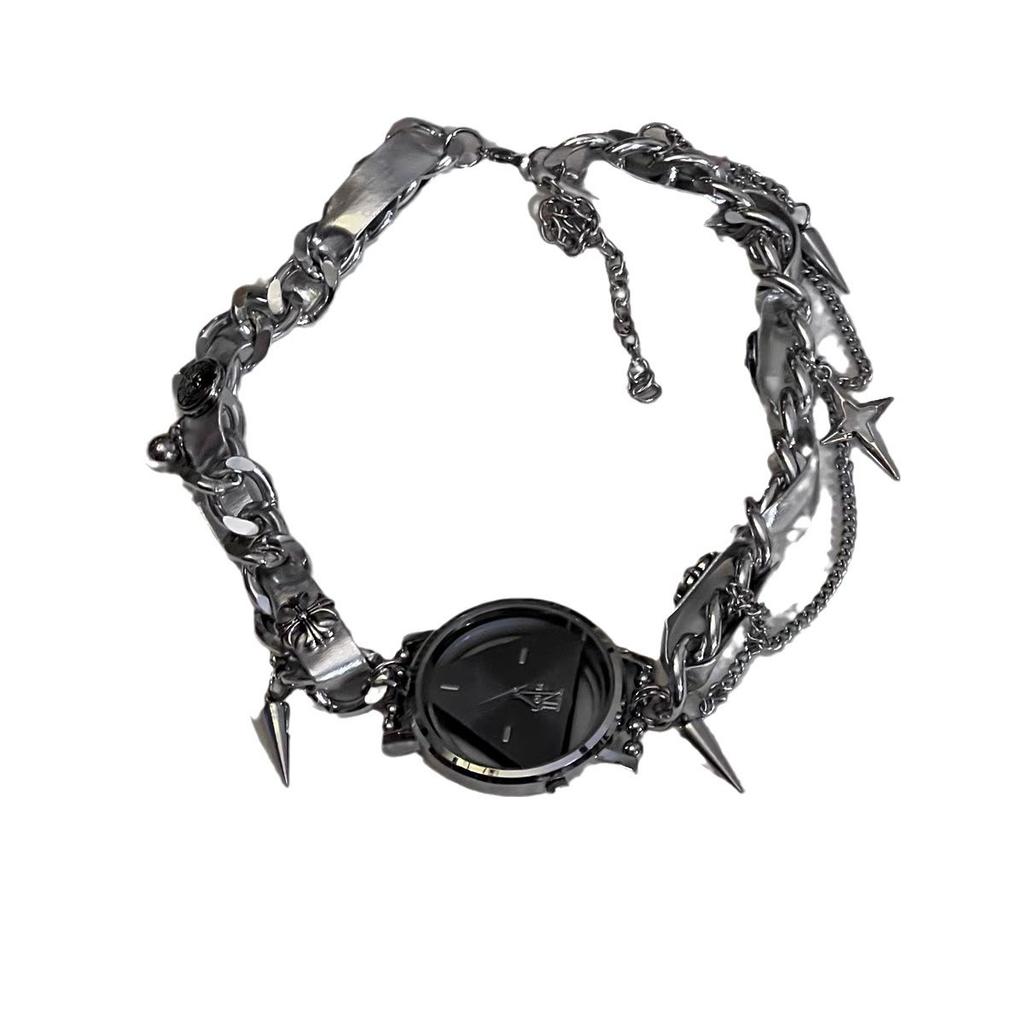 Nischdesign Tidvisare Crowe Metall Läder Halsband Personligt Flickhalsband