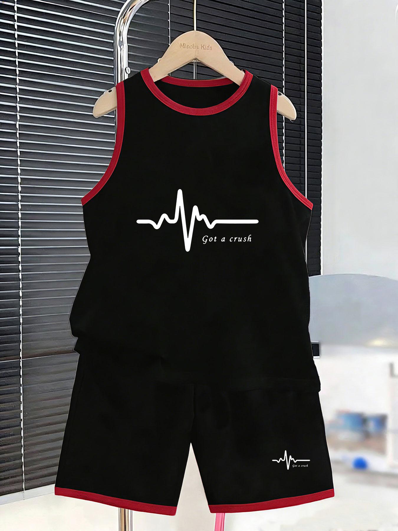 

Boys’ heartbeat ECG set. Stylish prints, breathable fabric, loose fit for trendy daily outfits. 7Y чорний