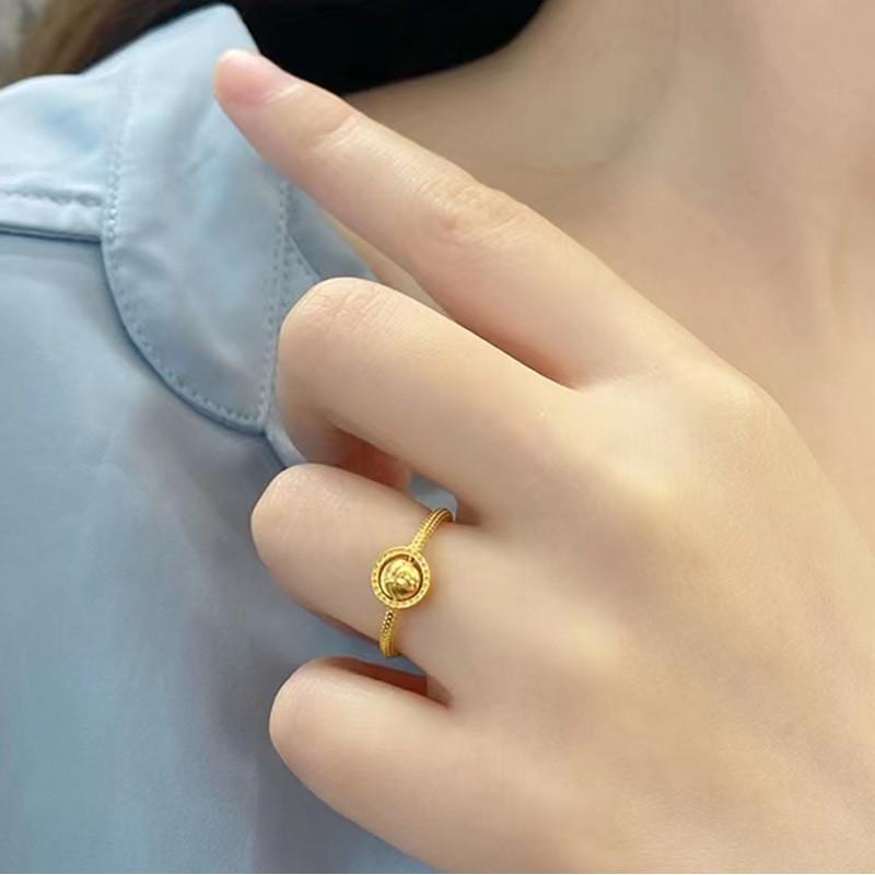 Beautifully Crafted Brass Gold Plated Cat Eye Bead Ring Perfect Gift For Her