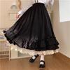 Pleated Skirt with Lace High Elastic Solid Half Everyday Fall [SDSXZWG] Women's Bowknot, Waist, Dress, Ruffles, Color, A-Line, Casual, Cute,