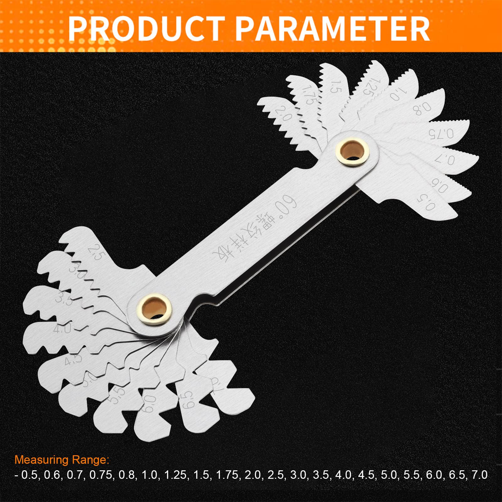 

20шт-58шт Леза Крокміри Метричні та Імперські & Американський Гвинт Метр SAE Вітворт 55/60 Градусів Інструменти для вимірювання метричної різьби 20Blades TypeB