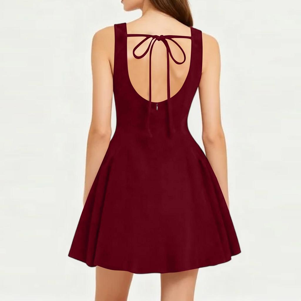 Women's Fashion Color Sleeveless Dress