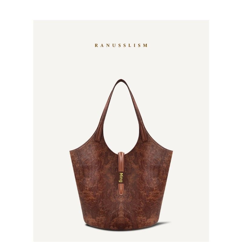 

Ranu Maillard Retro Style Work Clothing Easy Matching Tote Bag Retro Brown