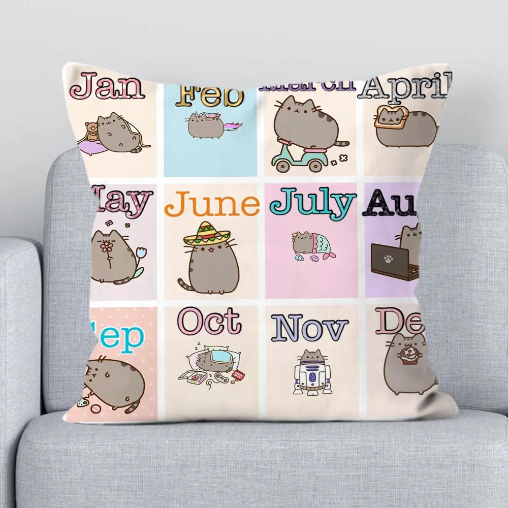 Cushion Cover  Kawaii Fat Cat Pillowcase Decorative Pillowcases x Pillow Hugs Short Plush Lounge Chairs Duplex Printing