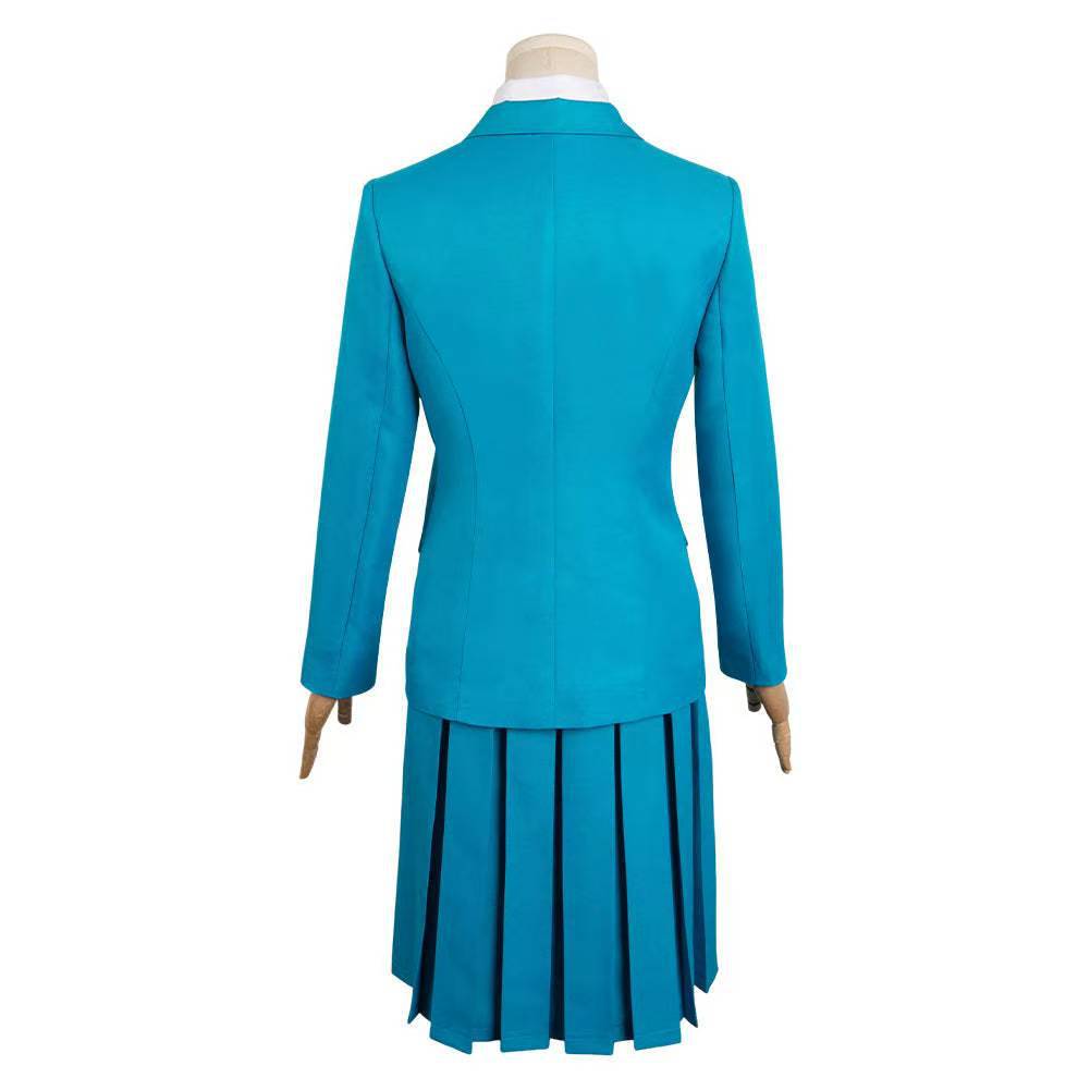Kimi Ni Todoke Kuronuma Sawako Cosplay Costume, Blue School Uniform with Pink Bow for Anime Fans & Halloween Parties