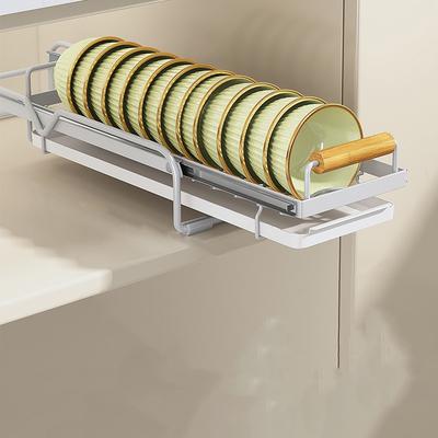 Estante de Secado de Platos de un Solo Nivel Metálico Resistente al Desgaste Estante Debajo del Fregadero Instalación sin Taladro Cajón Multifuncional Extraíble