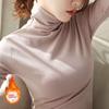 Velvet Slim High Collar Long-Sleeve Tops for Women - Solid Color Spring & Autumn Matching Shirt