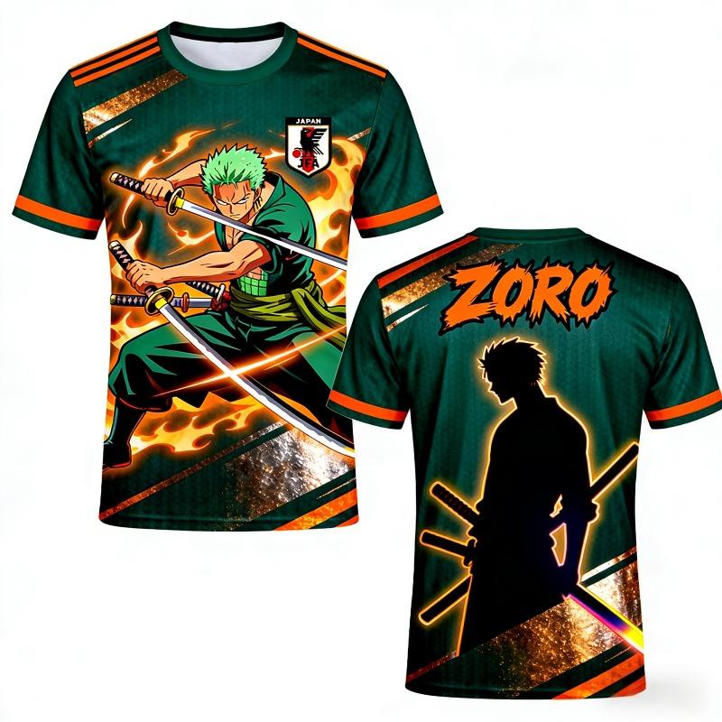 One Piece Zoro Japan Special Edition Soccer Jersey T-shirt Kids Soccer Sports Tshirt Adult Men's Casual Fashion T shirt