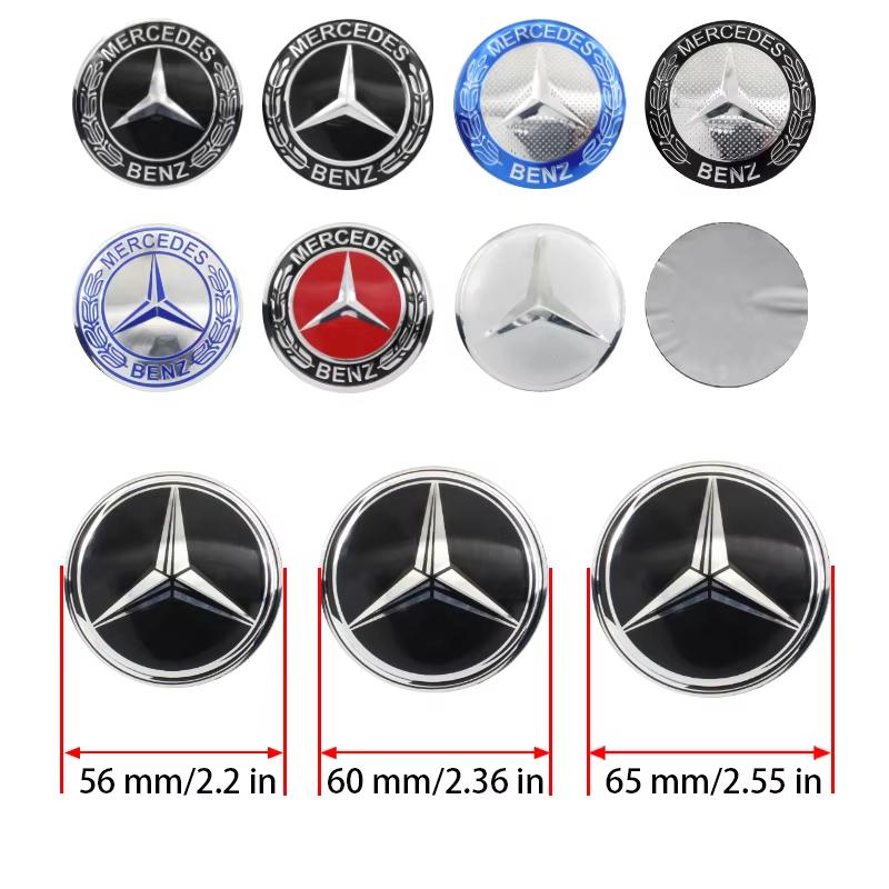 4 PCS 56mm 60mm 65mm Suitable for Mercedes Benz AMG Class W206 W205 W203 GLC Car Hub Cap Center Sticker Logo Badge Sticker CM1