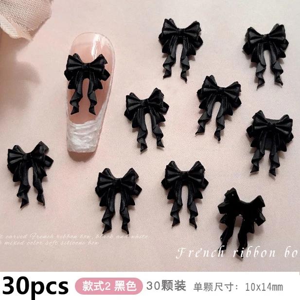 French Ribbons Colorful Resin Cute Bowknot Charm Leopard Print Bow Tie Nail Art Decorations Manicure Tools Accessories Wholesale