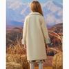 Casaco de Lã Fashion para Meninas para Outono e Inverno Casaco Longo de Lã Acolchoado de Algodão Casual Infantil Bege