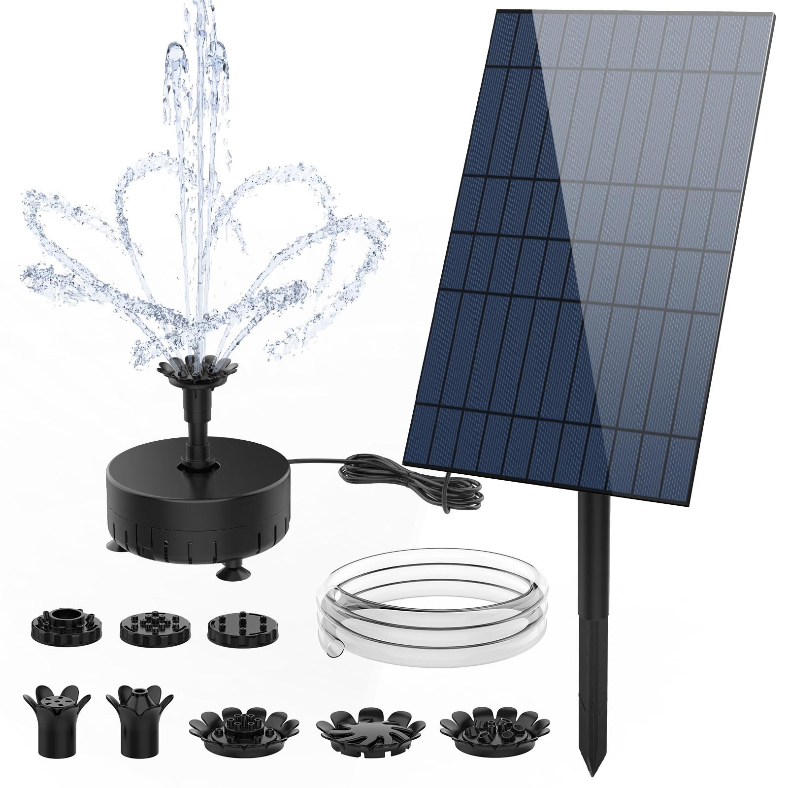 

Solar Water Pump Kit, 10W Solar Powered Water Fountain Pump with 6 Nozzles, DIY Water Feature Outdoor Fountain for Ponds