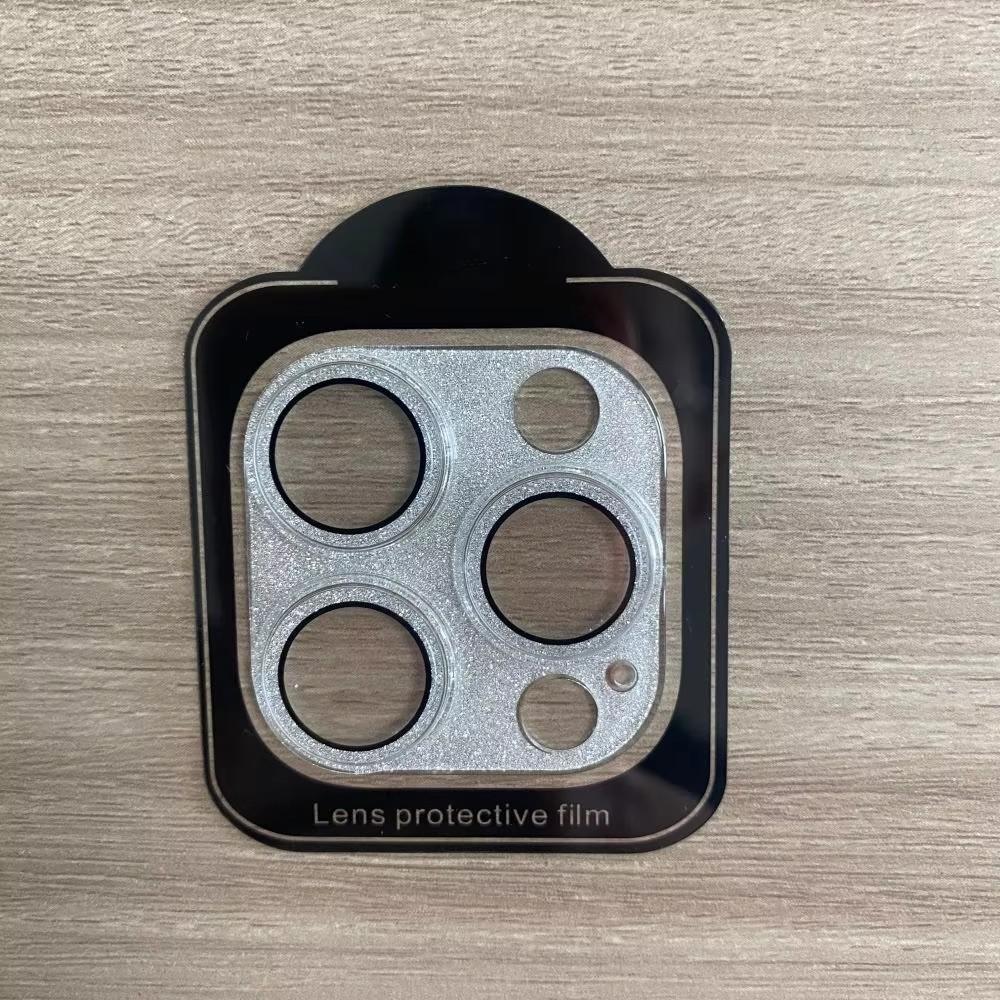 

Защитная пленка для объектива камеры из закаленного стекла с блестками для iPhone 16 15 14 Pro Max Plus 16Pro 15Pro IPhone16, полное покрытие, аксессуар For 16Pro 16ProMax серебряный