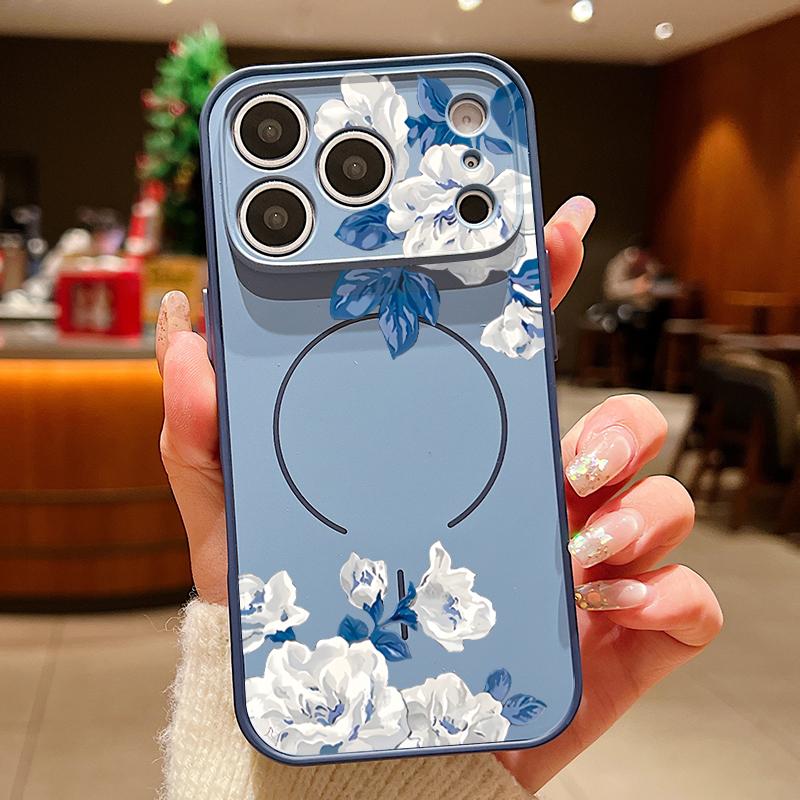 White Gardenia Floral Pattern For iPhone 17 Pro Max Funda iPhone 16 15 14 13 Pro Max Skin Feeling Magnetic For Magsafe Shockproof Bumper Cover