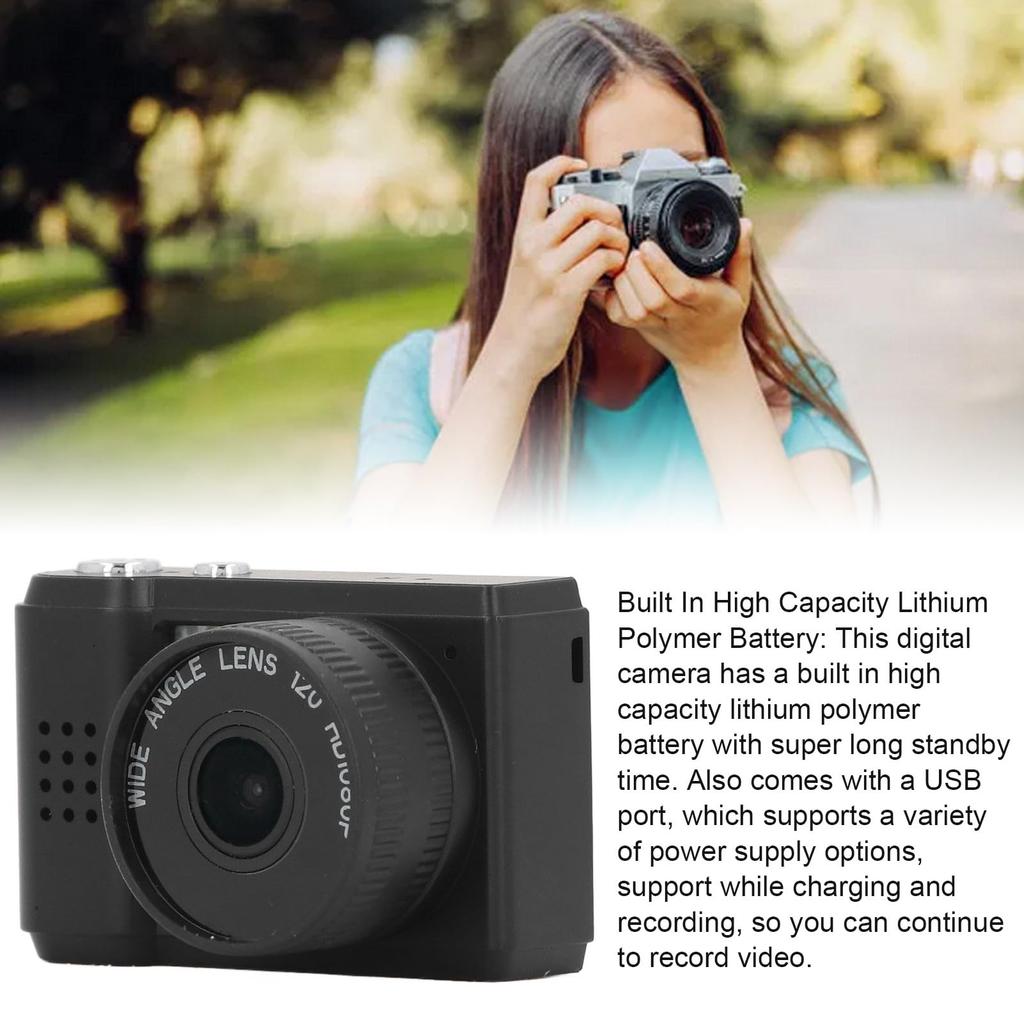 Micro Digital Camera, 1080P 2MP HD Mini Thumb Camera Portable Photo & Video Recording Camera with Wrist Strap, 120° Wide-Angle Lens, 128G Expansion,