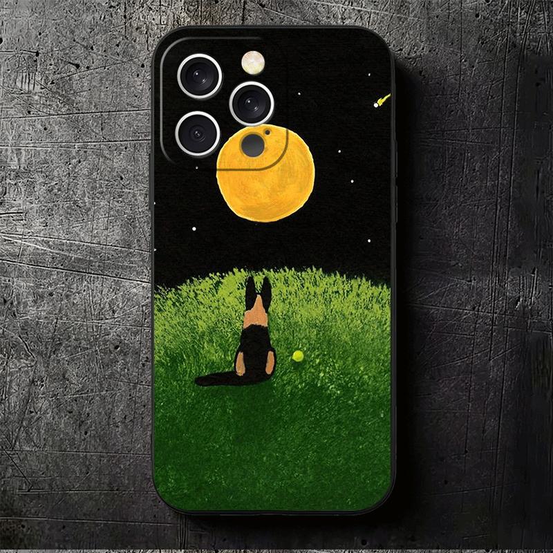 German Shepherd Dog Soft Phone Case for iPhone 16 16E 17 Air 15 Pro Max 14 Plus 13 Mini 11 12 7 Black Cover Back Shell