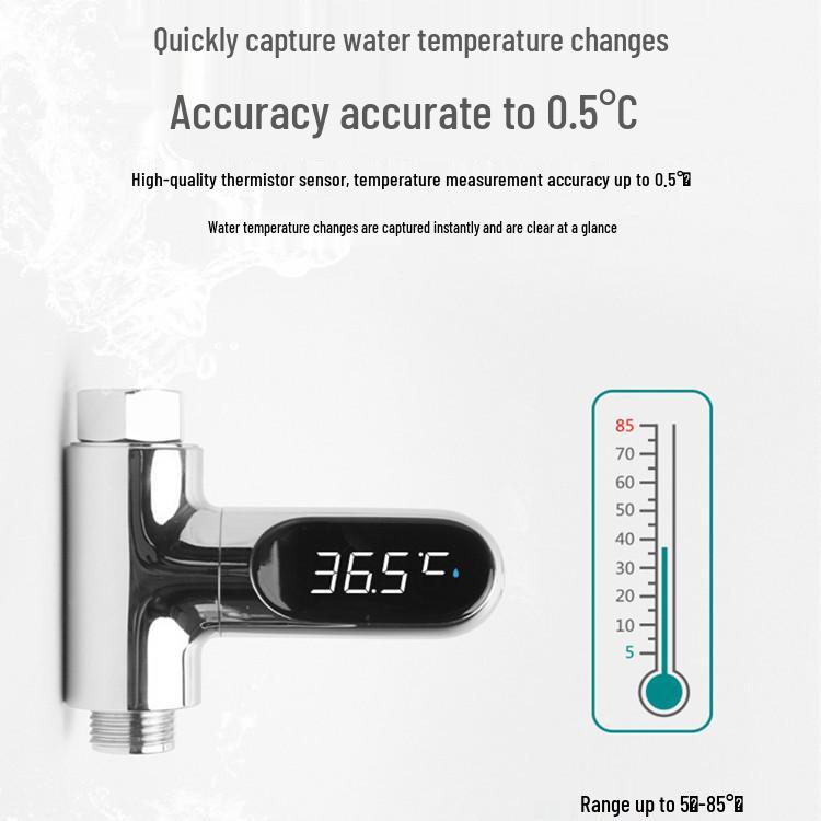 2nd Gen Passive LED Water Thermometer: Accurate Fahrenheit/Celsius Sensor with Visible Temp Display & Time Recording