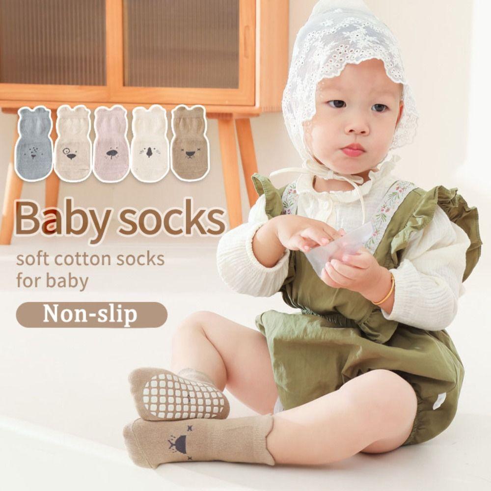 5Pairs Non-slip Baby Cotton Socks Breathable kids Cartoon Socks Kawaii Short Tube Socks Children