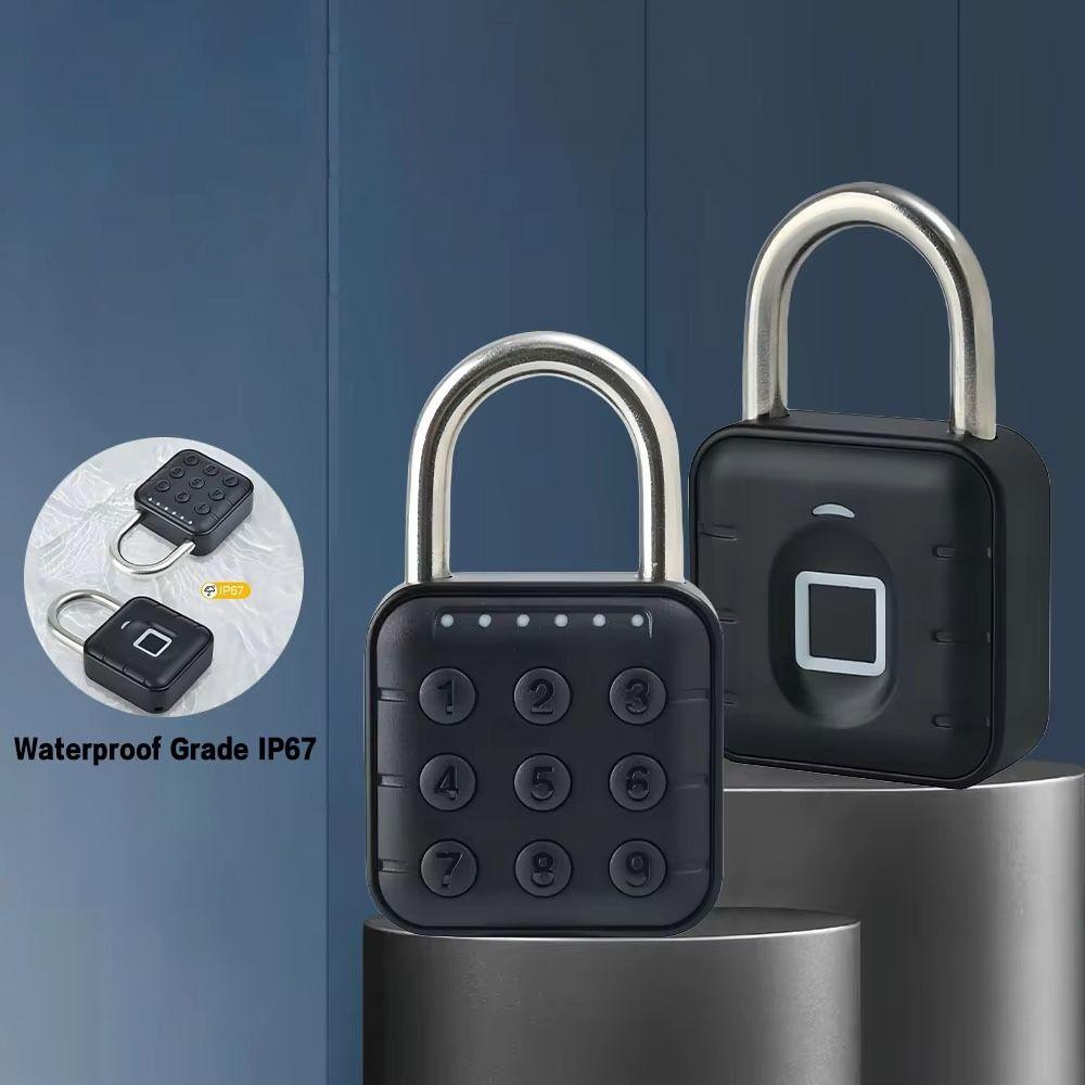 Anti-theft Smart Padlock Waterproof Electronic Door Lock Cabinet Fingerprint Lock  Outdoor