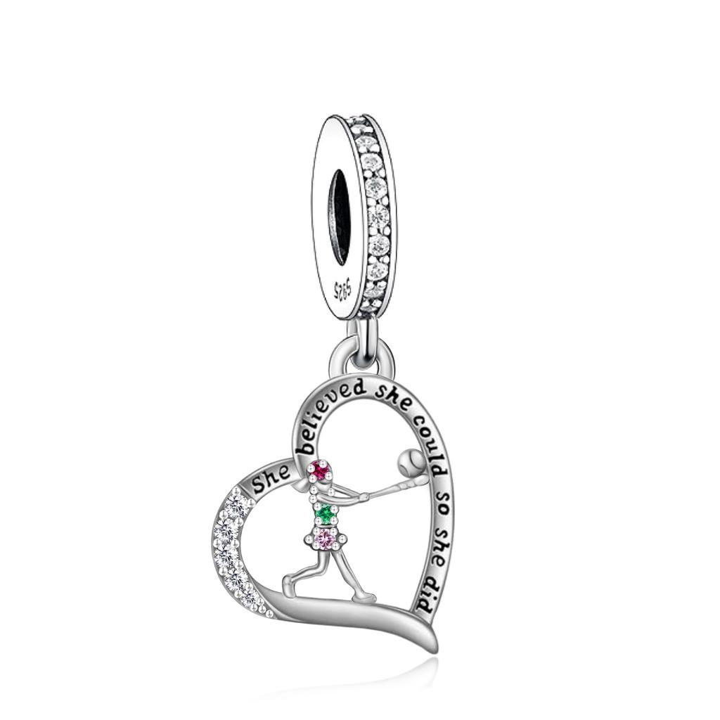 Fit Charm Bracelet 925 Silver Swimming Pole Dance Cheerleader Golf Volleyball Baseball Runner Bead For Making Berloque