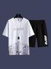 Men's Summer Fashion Casual Sportswear Short Sleeve T-Shirt and Shorts New Two-Piece Set