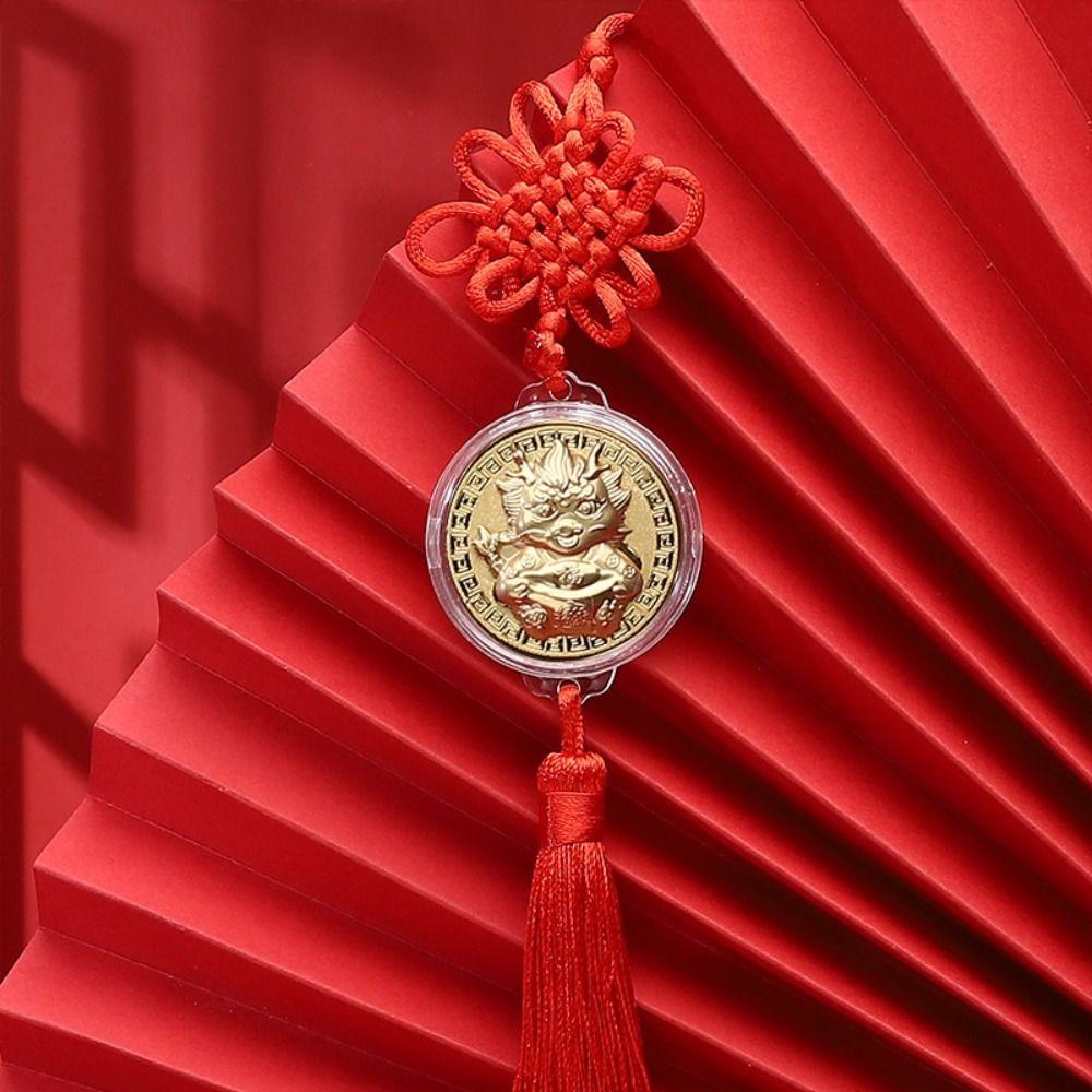 Chinese Knot Zodiac Dragon Pendant Commemorative Coin Chinese Dragon Decoration  New Year