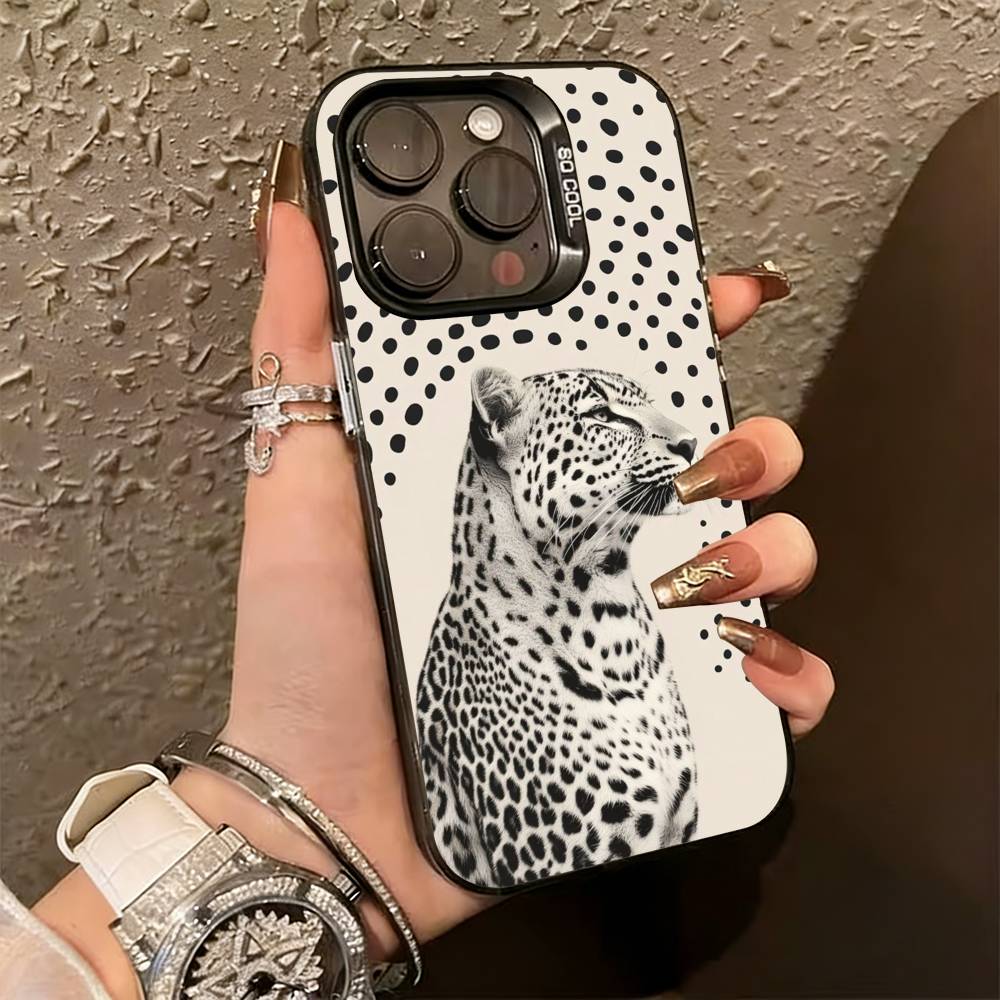 Artistic Leopard  Phone Case For iPhone 17,16,15,14,13,12,11 Plus,Pro Max,XS,Colorful Silver Phone Case Funda Cover