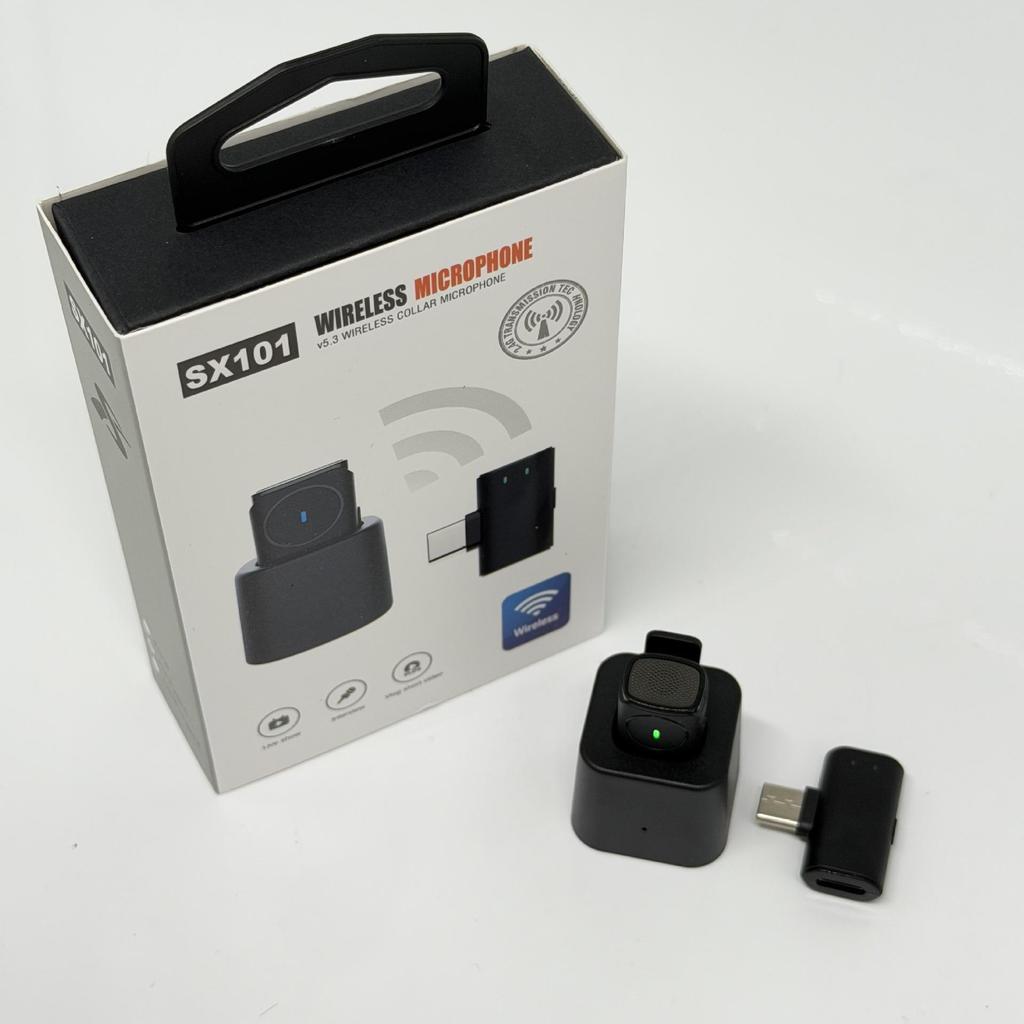 SX101 Wireless Lavalier Microphone with AI Noise Reduction for Live Streaming and Recording
