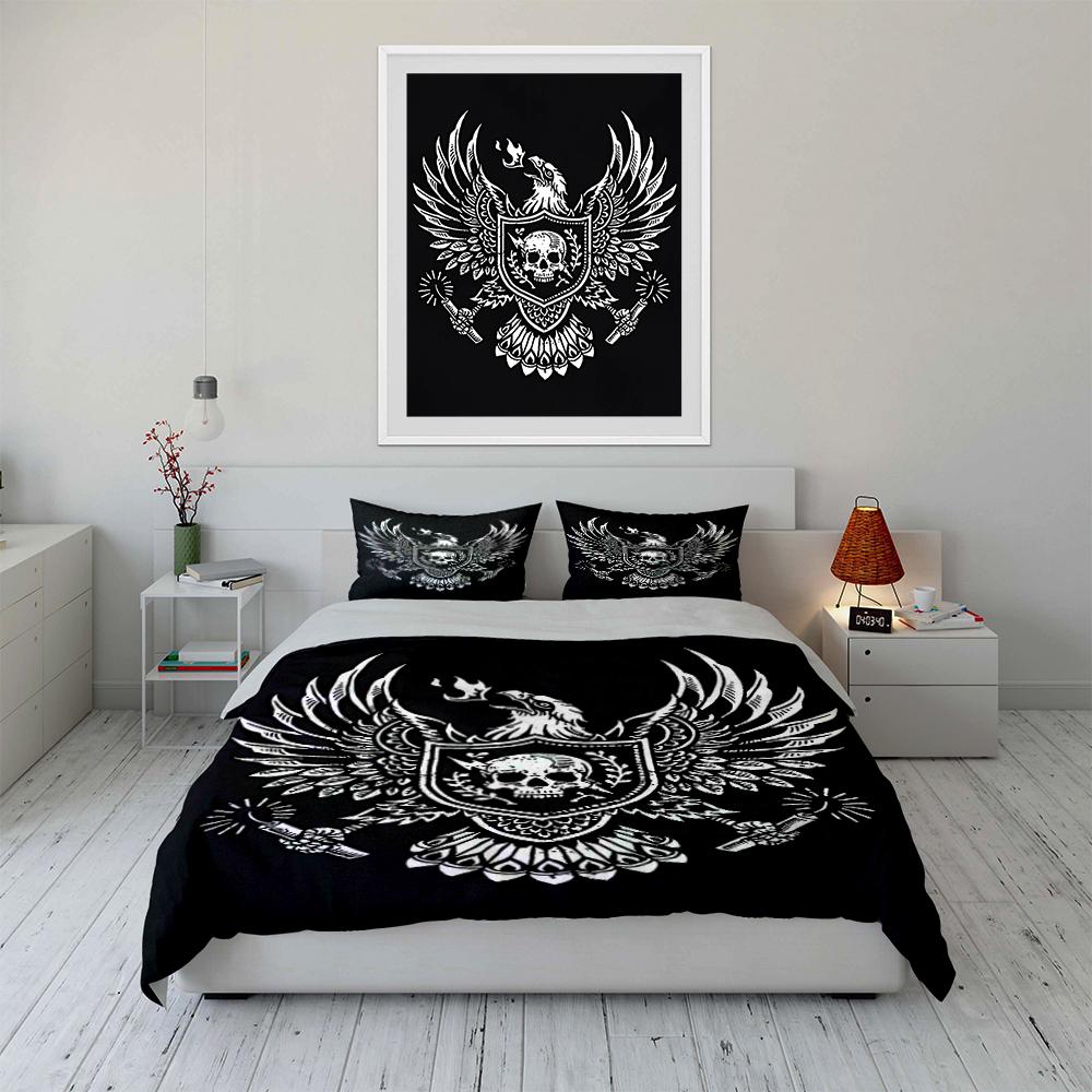 Gothic Eagle Skull Set Bedding set (1 duvet cover, 2 pillowcases, duvet not included)