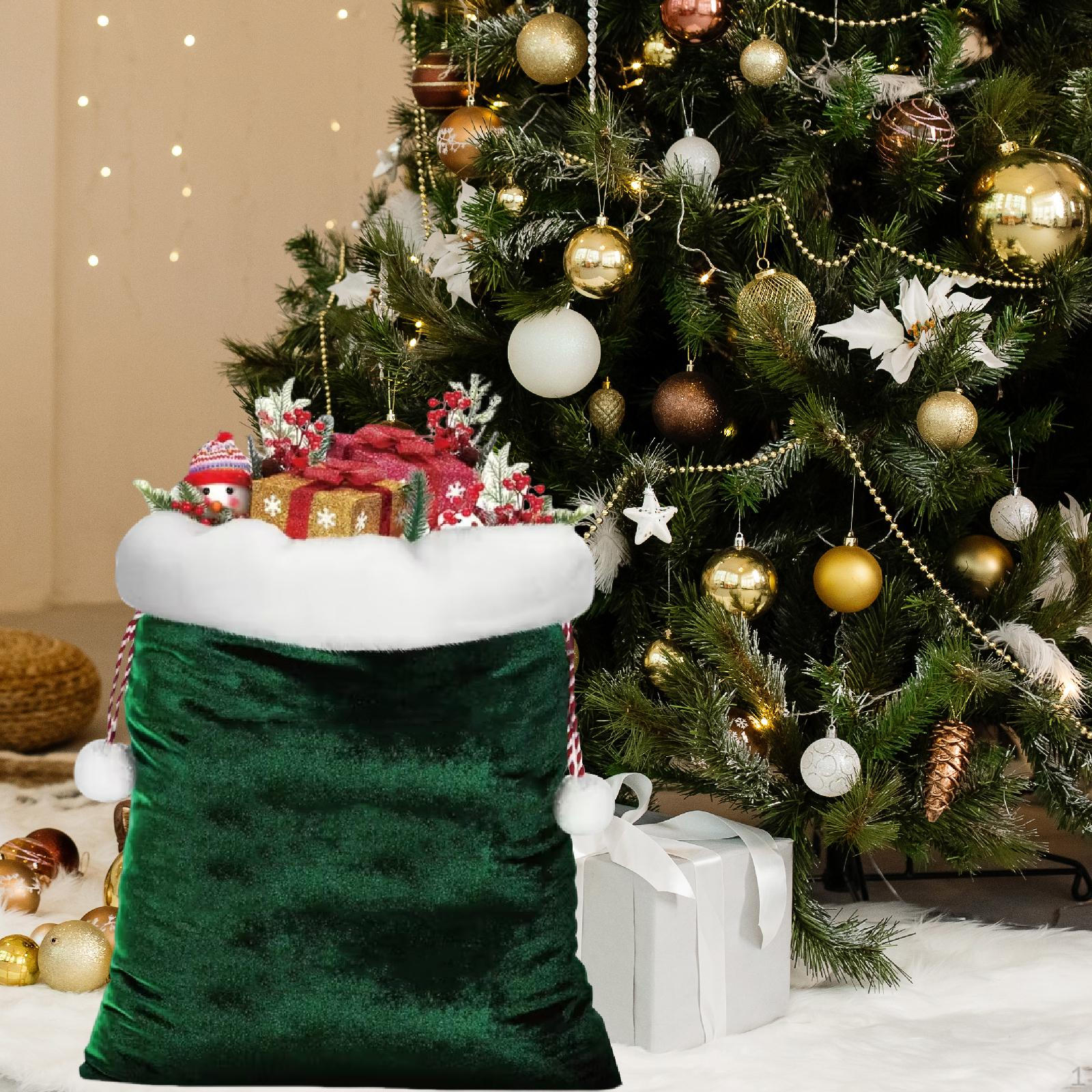 

Christmas Drawstring Gift Bag Pouch Organizer Costume Presents Xmas Storage for Home Goodies Wedding Green 30x40cm