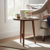 Round Wooden Side Table | Modern Scandinavian Accent Table for Living Room | Lightweight Coffee & Bedside Table, Sofa Side Table Furniture