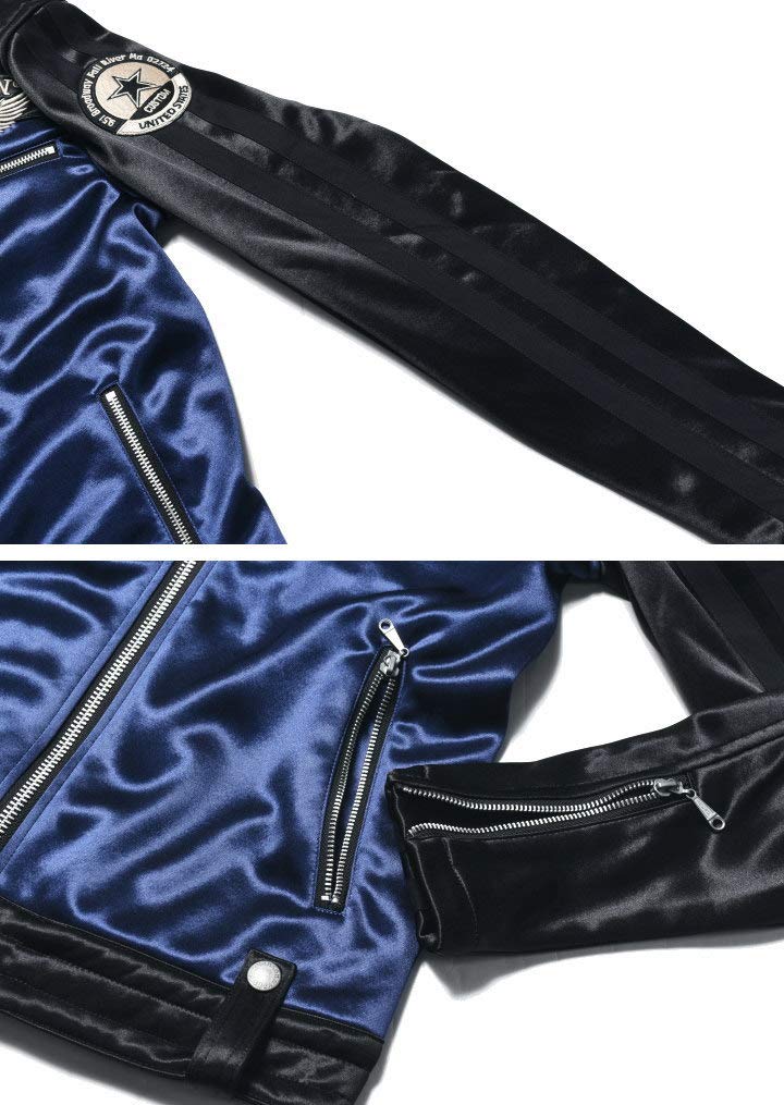 By Our Riders Flying Emblem Embroidery Patch Bonding Riders Jacket Navy X [Banson] [Custom-ordered Store] & JFV-802-DNAVY-BLACK (M, D. Black)