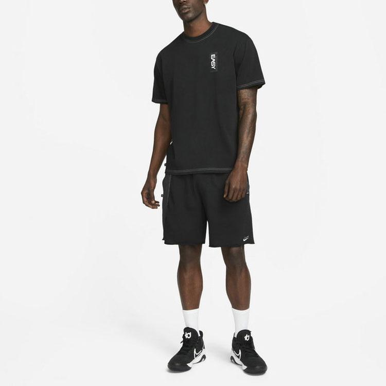 Nike Durant French Terry Breathable Sports Drawstring Solid Color Splicing Embroidered Alphabet Loose Shorts Black Men's DH7374-010