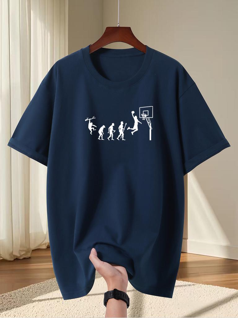 Summer Adult 100 Cotton Trendy Creative Quirky Basketballpatterned Mens Fashion Tshirt Casual Street Trend Outfit Breathable