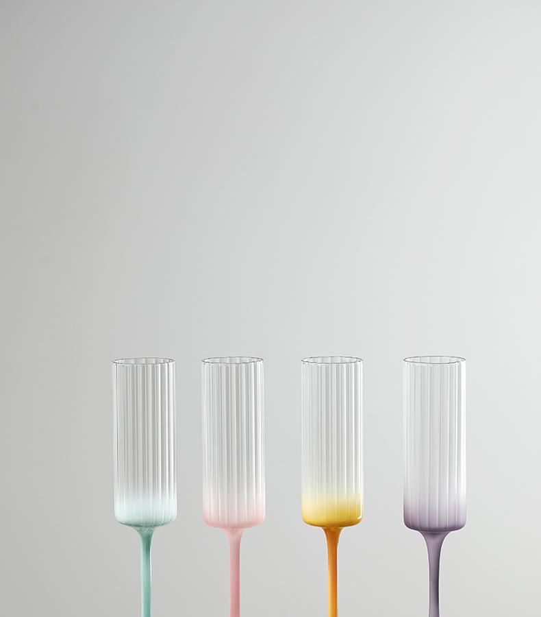 Multicolor Champagne Flute Tall Glass Light Drinking Glass Sparkling Wine Glass Glass Cup Sweet Wine Glass Housewarming Gif